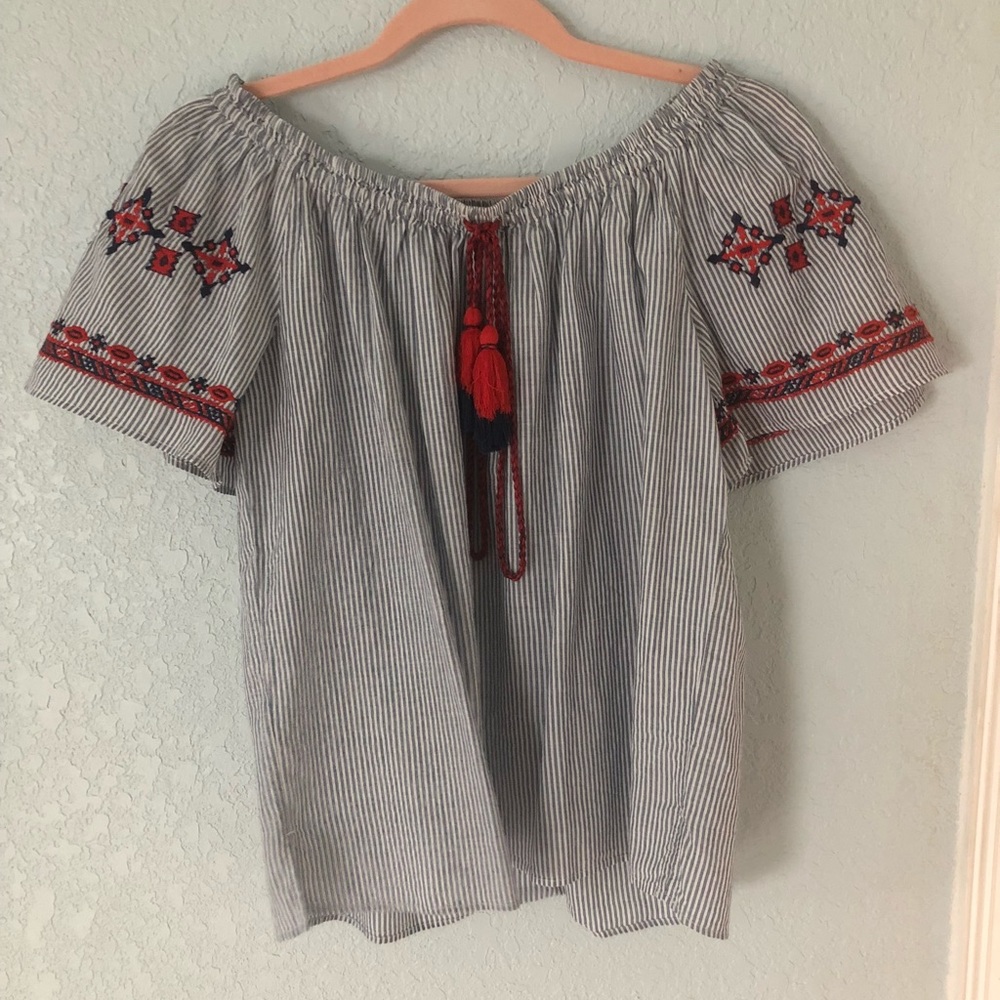 Striped off the shoulder top